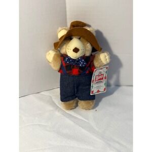 Vintage‎ 1986 Wendy's Furskins Bears Happy Holidays Plush Toy Red Plaid Outfit